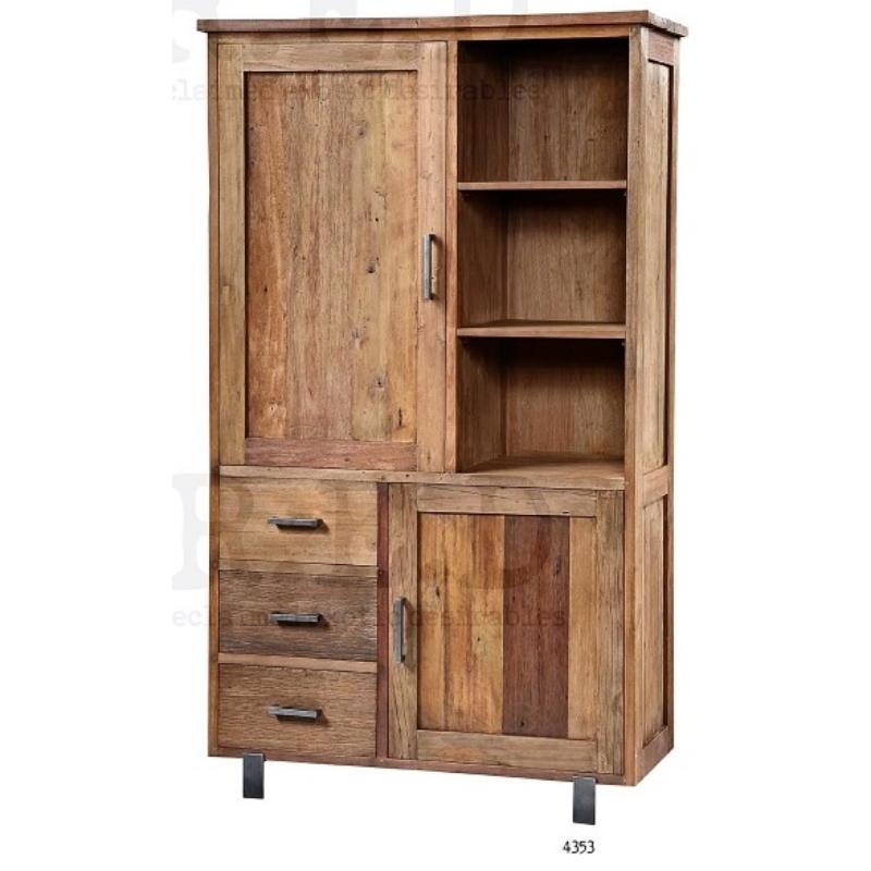 單門三抽雙櫃開放展示櫃 TEAK-4353 書櫃