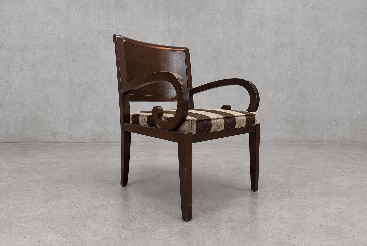 渦卷扶手木框條紋單椅 圖5